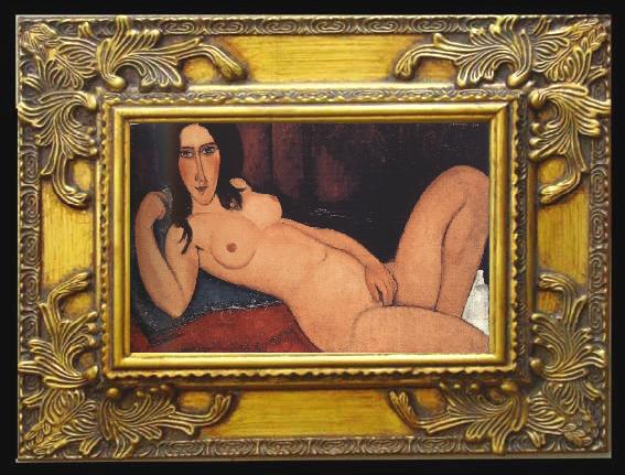 framed  Amedeo Modigliani Reclining Nude with Loose Hair (mk39), Ta070